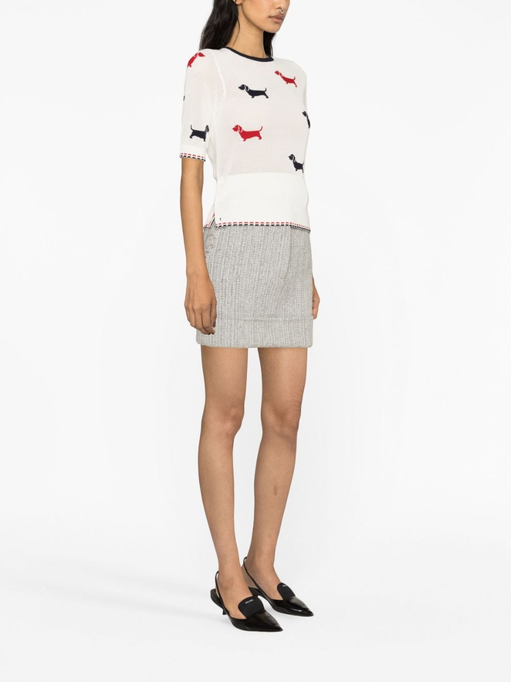 Shop Thom Browne Hector Icon Knitted Top In White
