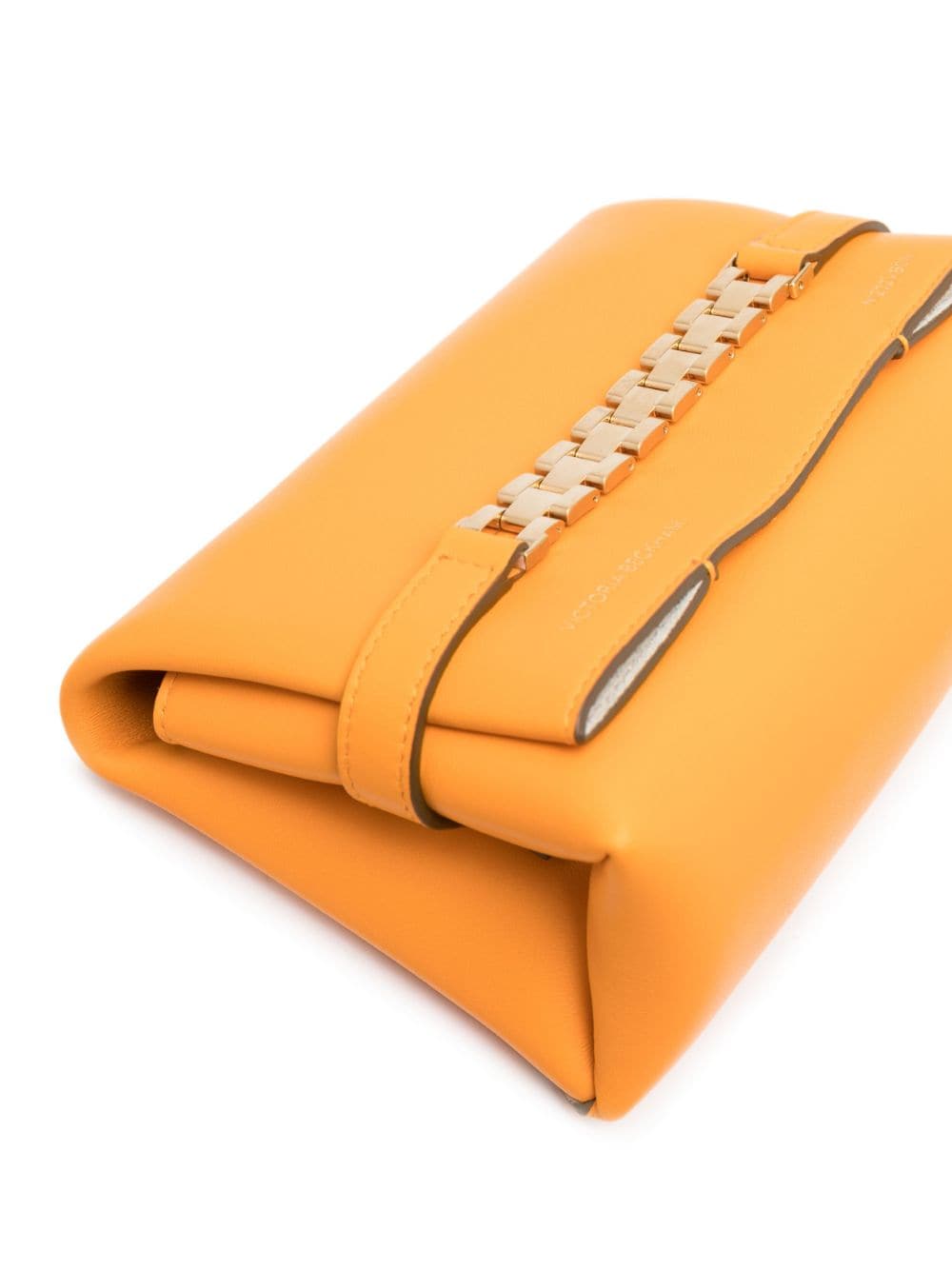 Shop Victoria Beckham Chain Pouch Leather Tote Bag In Orange