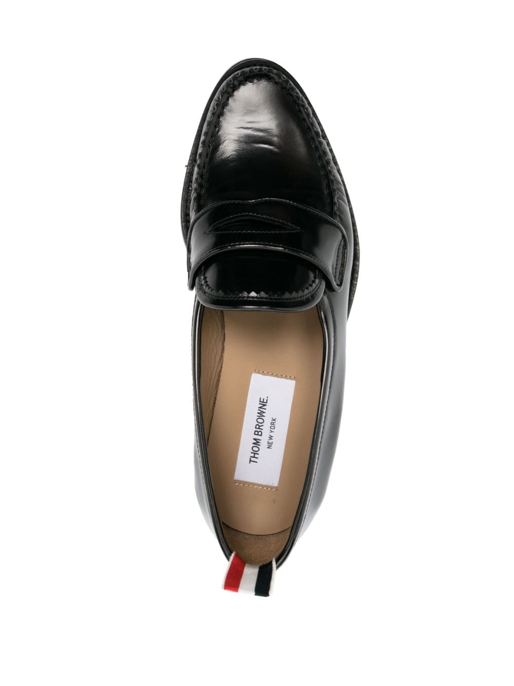 Shop Thom Browne Rwb-tab Leather Penny Loafers In Black