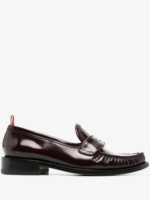 Thom Browne Mocassim de couro com listra RWB