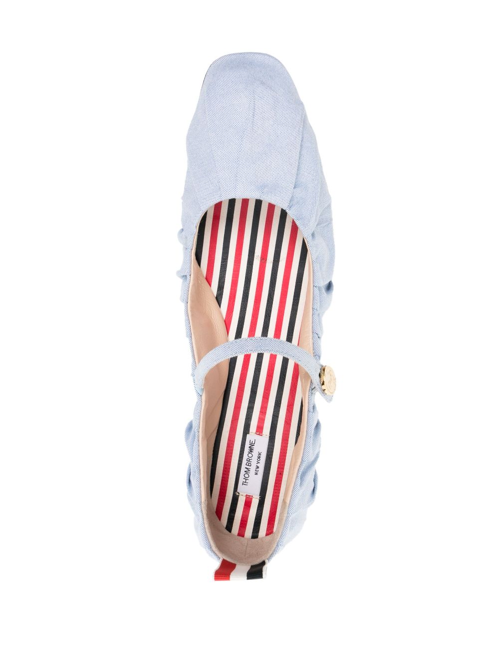 Shop Thom Browne Gathered Cotton Ballerina Shoes In Blue
