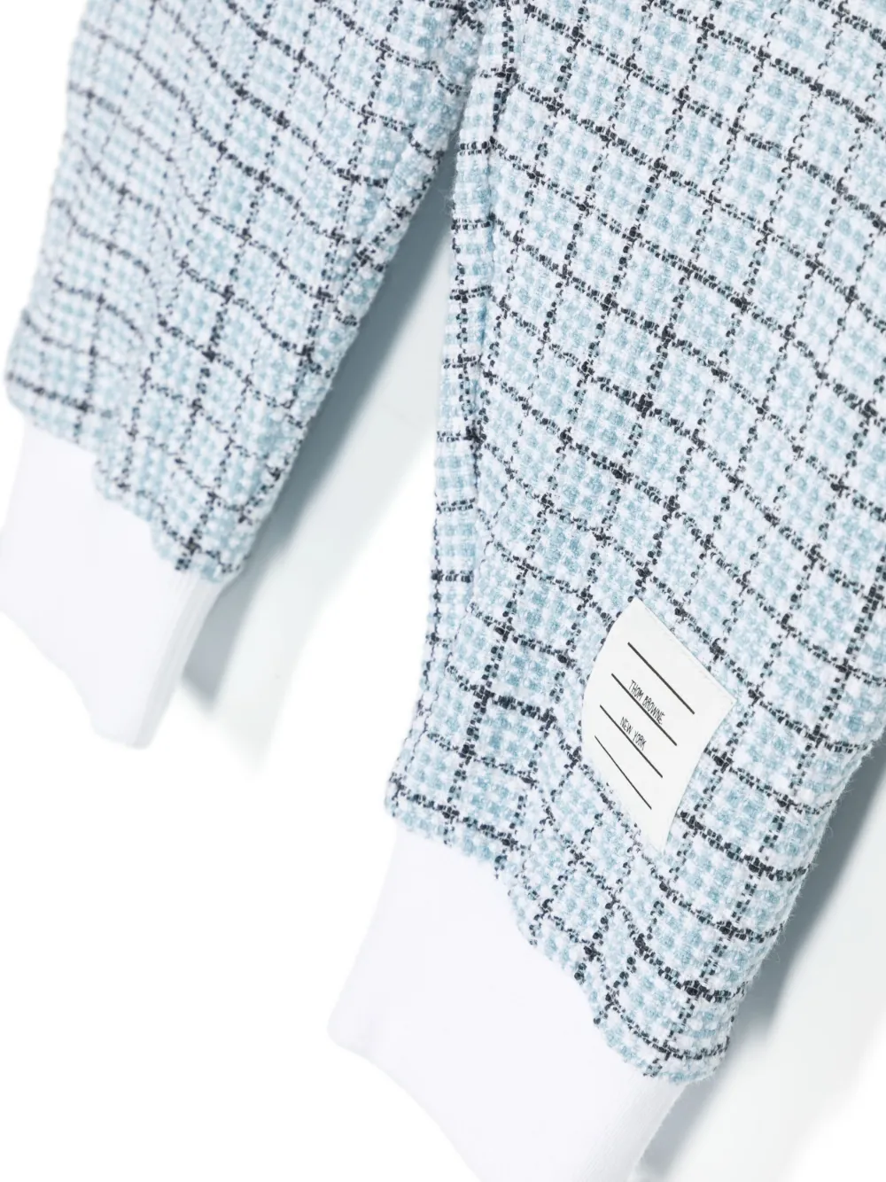 Shop Thom Browne Logo-waistband Tweed Track Pants In Blue