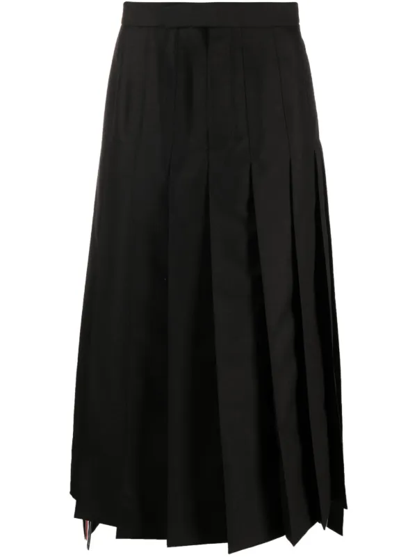 スカート THOM BROWNE BLACK RUFFLED MINI SKIRT IN WOOL BLEND Thom Browne Black Ruffled Mini Skirt In Wool Blend Women