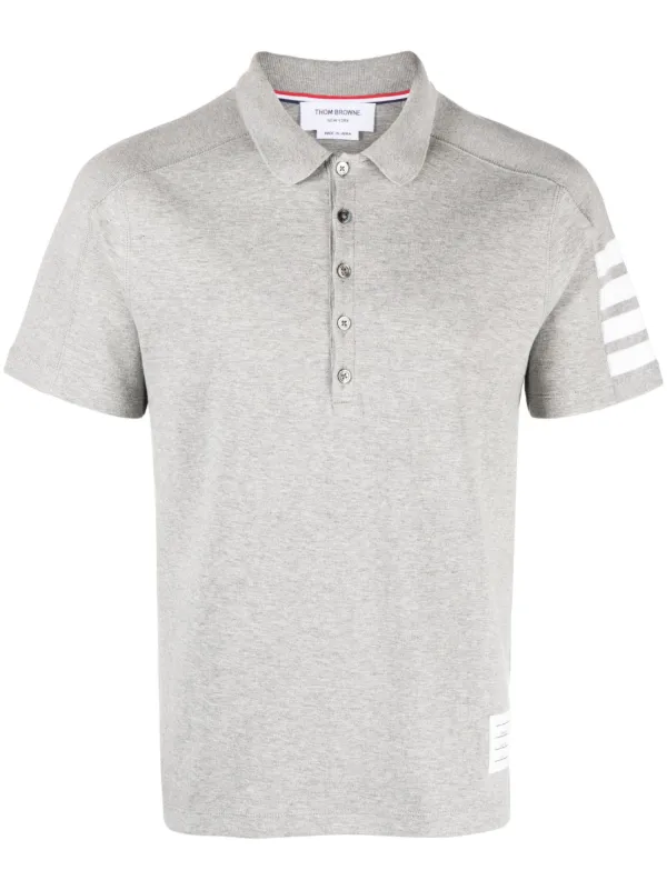 Thom Browne 4-Bar Stripe Polo Shirt in Grey