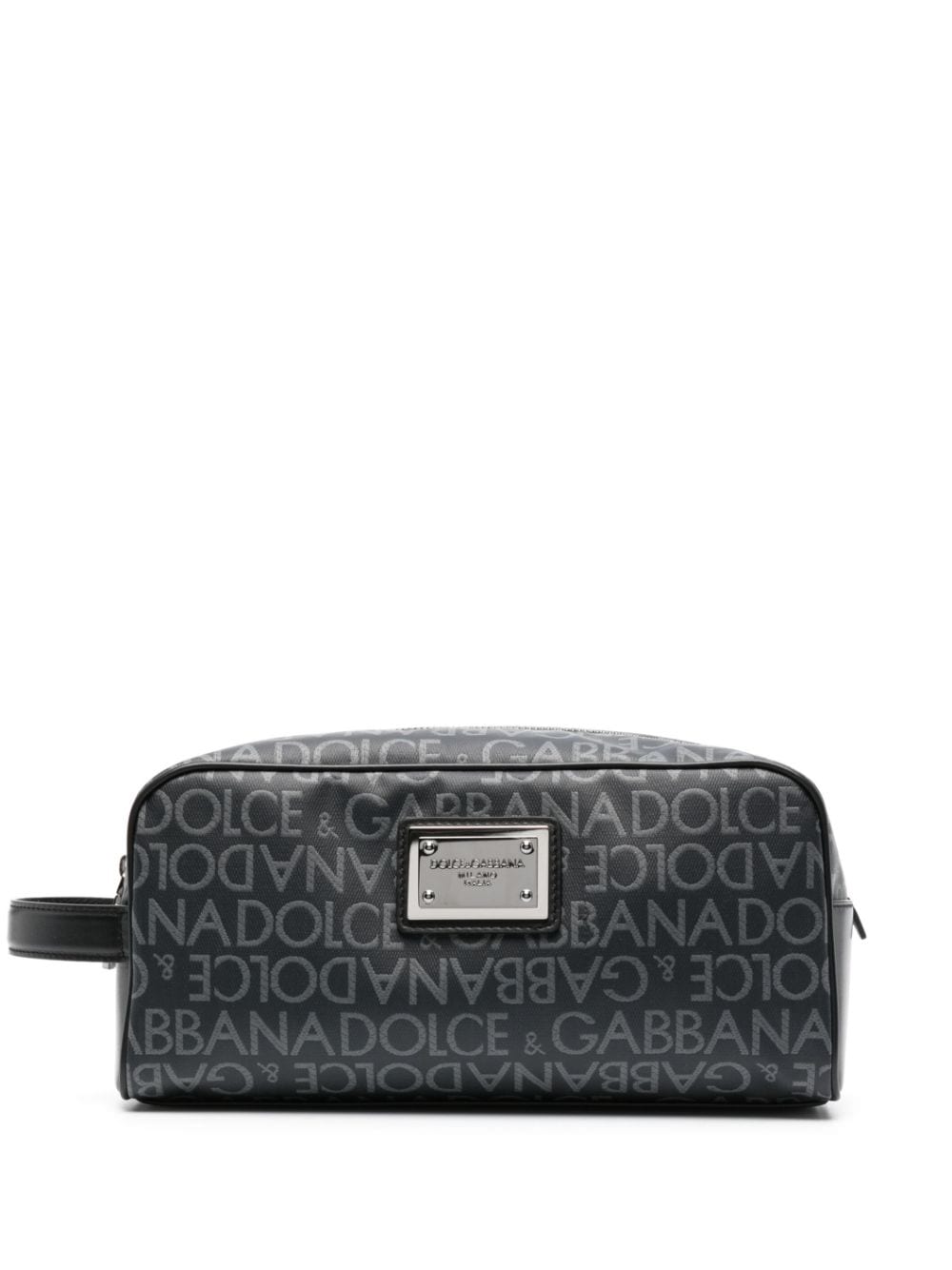 Shop Dolce & Gabbana Logo-print Wash Bag In Grey