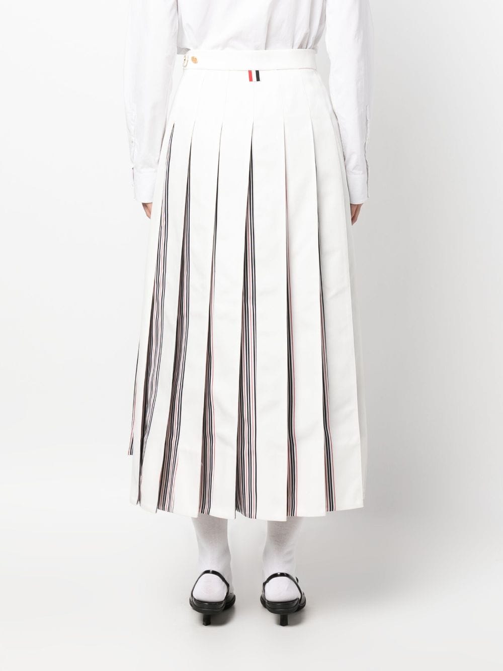 Shop Thom Browne High-waisted Pleated Skirt In White