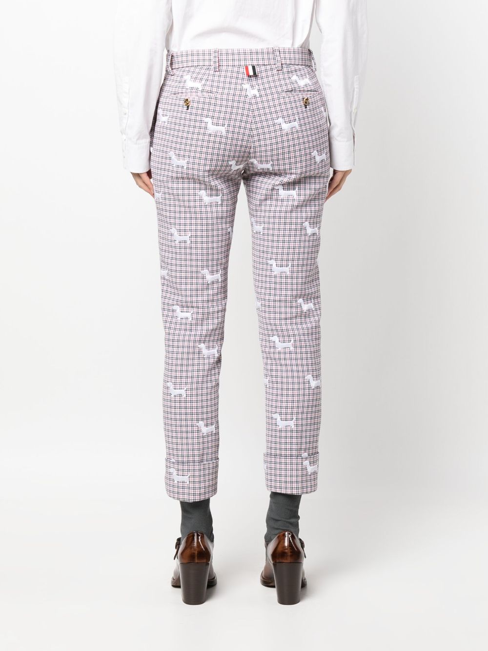 Shop Thom Browne Graphic-print Tailored Trousers In White