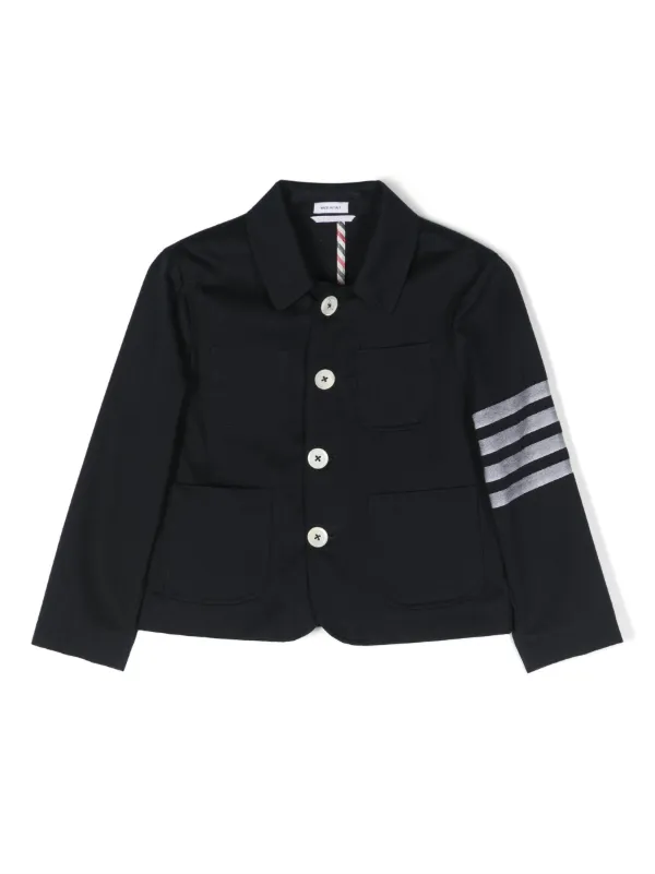 Thom Browne kids ジャケット Thom Browne Kids Downfilled Hooded 4-Bar Parka | Grey | FARFETCH