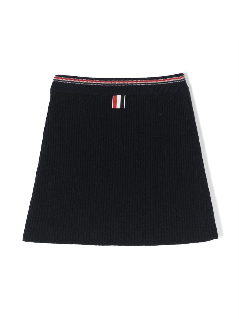 Shop Thom Browne Ribbed-knit A-line Miniskirt In Blue