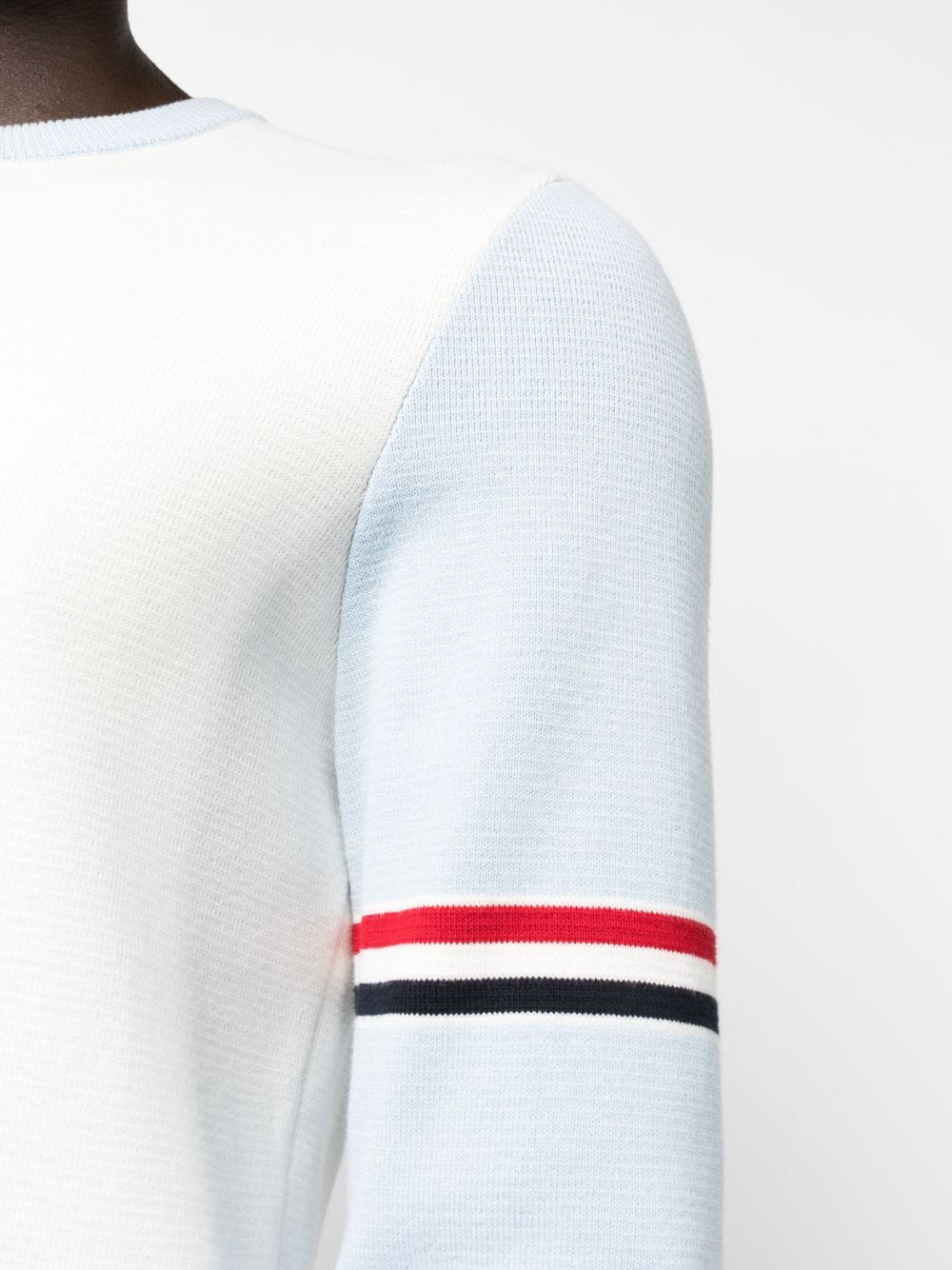 Shop Thom Browne Rwb-stripe Crew-neck Jumper In Neutrals