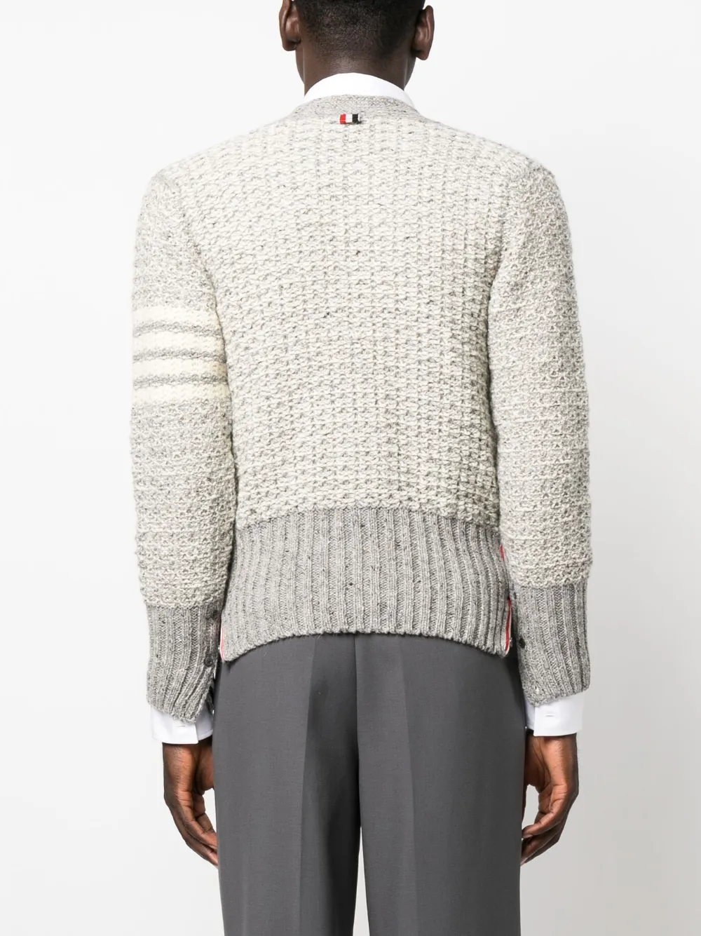 Shop Thom Browne 4-bar Mélange-effect Cardigan In Grey