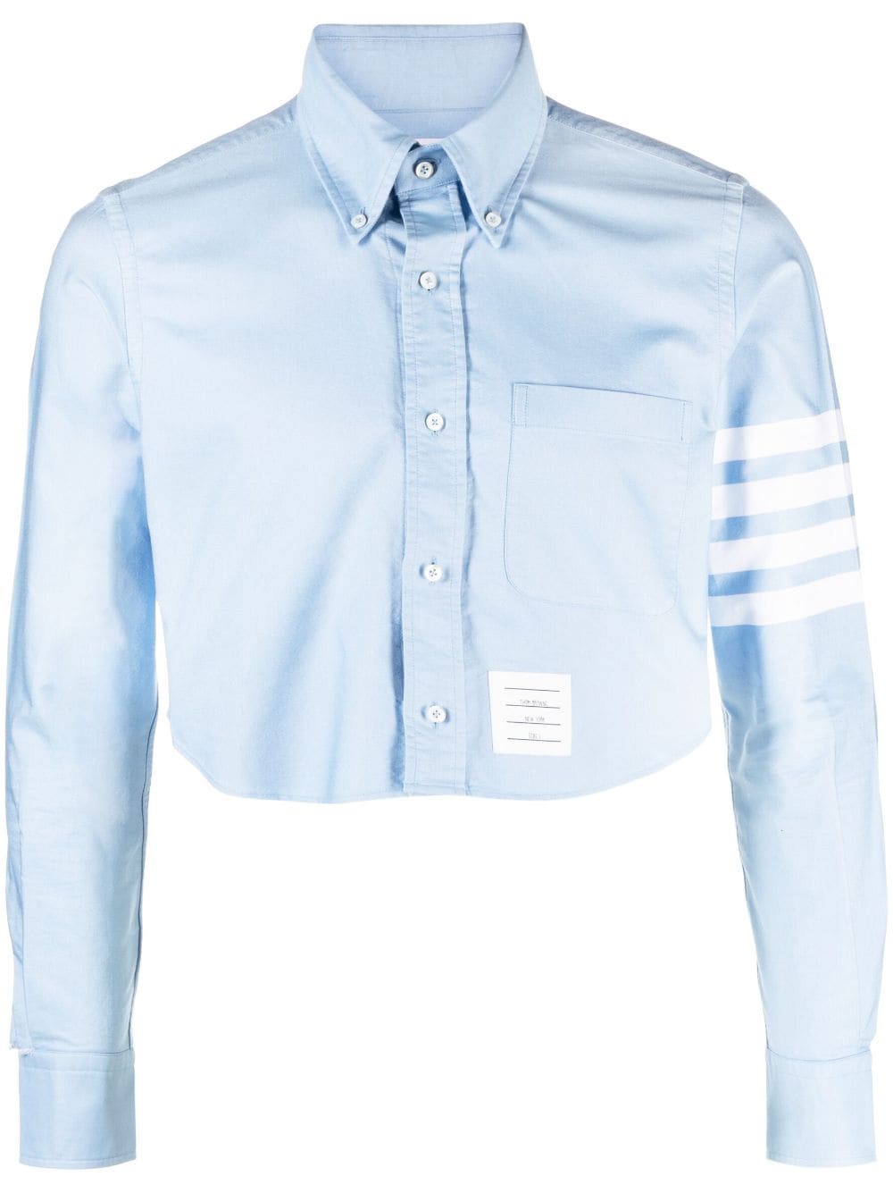 Thom Browne 4-bar Stripe Cropped Cotton Shirt In Blue