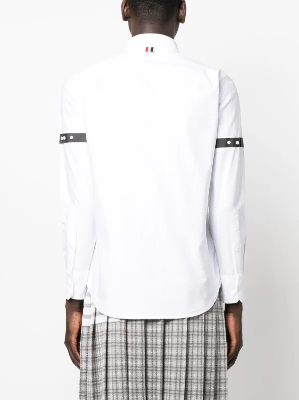 ☆ ⭐️トムブラウン　グログランアームバンド　フランネルシャツ　BD Thom Browne グログランアームバンド シャツ | ホワイト | FARFETCH JP