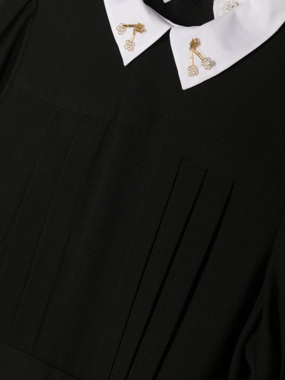 Shop Bonpoint Long-sleeve Pleated Dress In Black