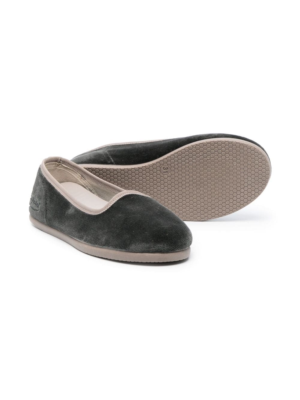 Bonpoint embossed-logo velvet slippers Grey