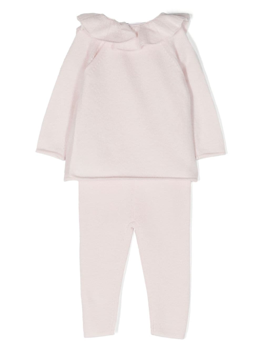 Shop Bonpoint Anisa Ruffled-collar Cashmere Tracksuit In Pink