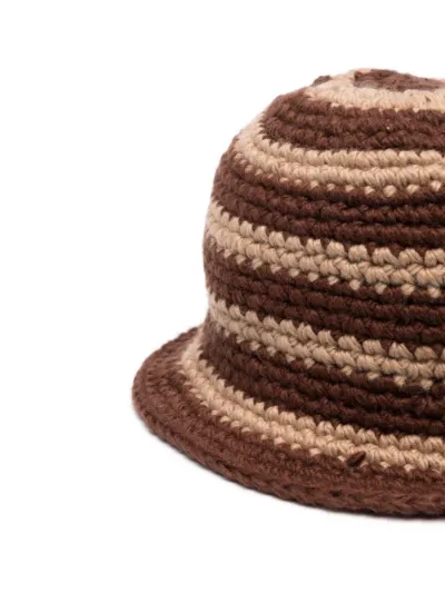 Stüssy striped crochet-knit bucket hat brown | MODES