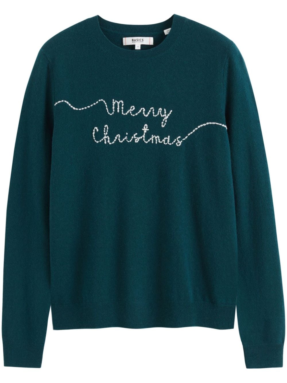 Chinti & Parker Slogan-embroidered Wool Blend Jumper In Green