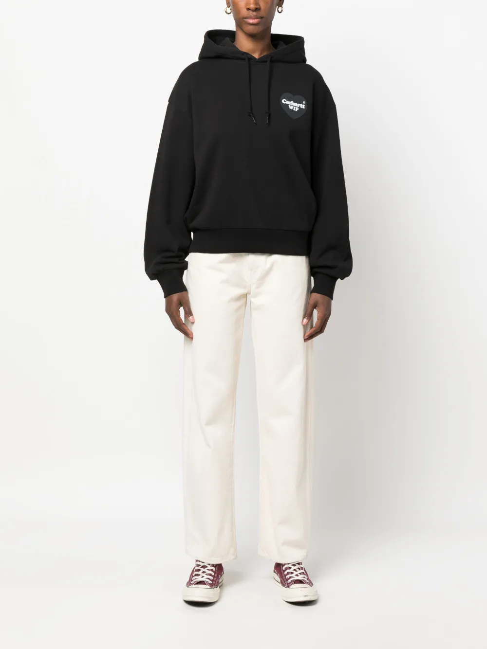 Carhartt WIP oversized logo-print cotton hoodie - Zwart
