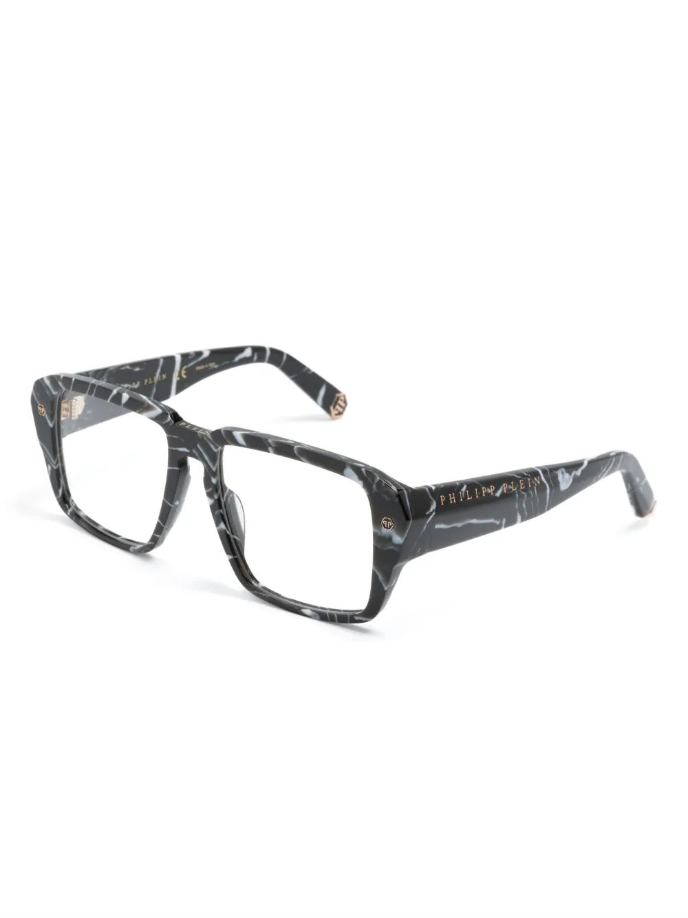 Cheap Philipp Plein marbled-pattern square-frame glasses Men