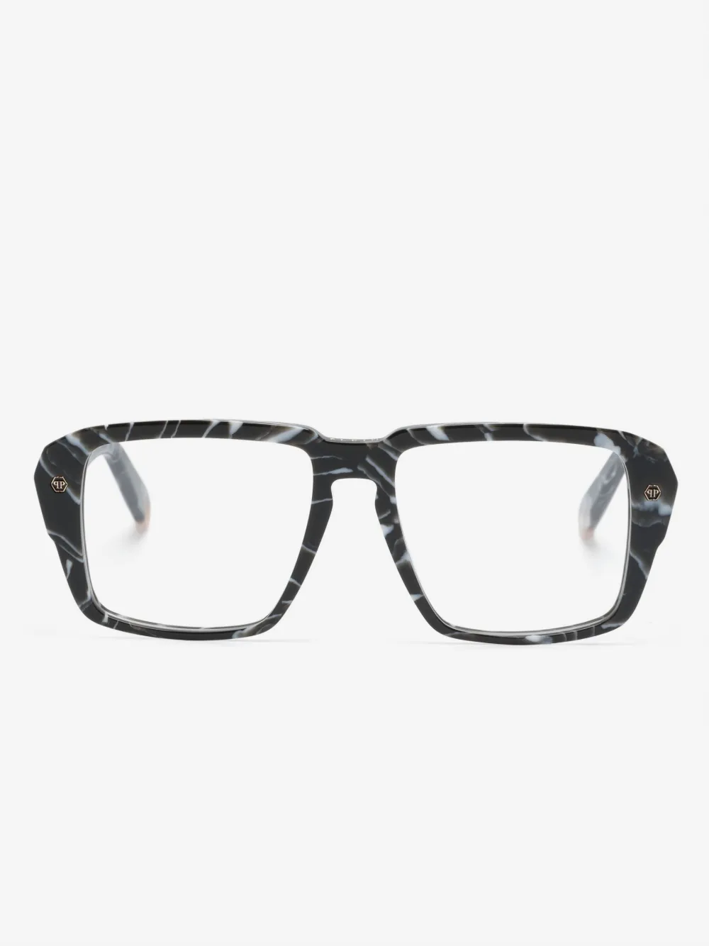 Philipp Plein Eyewear marbled-pattern square-frame glasses | Black | Image 1