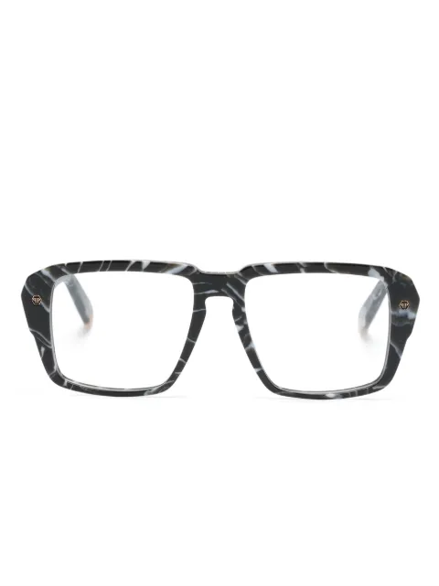 Philipp Plein marbled-pattern square-frame glasses Men