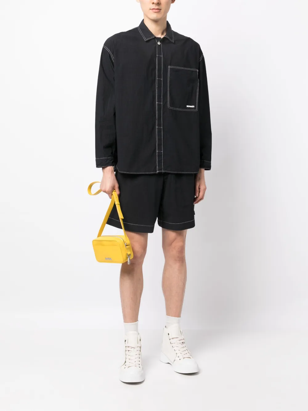 Sunnei contrast-stitching cotton shirt - Zwart