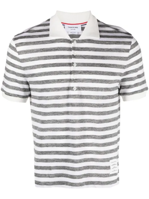 Thom Browne striped linen polo shirt  