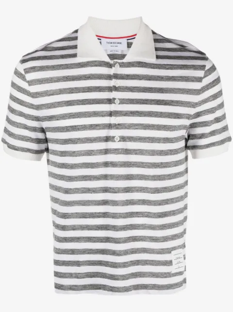 Thom Browne striped linen polo shirt
