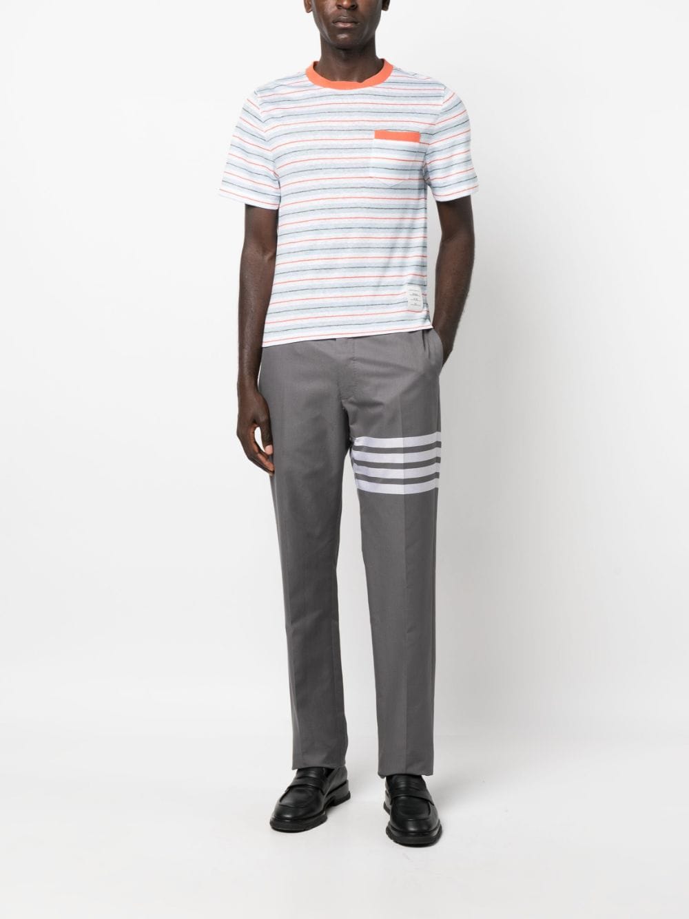 Image 2 of Thom Browne striped-detailed short-sleeved T-shirt