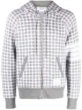 Thom Browne checked jacquard zip-up hoodie - Grey