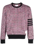 Thom Browne checked jacquard crew-neck sweatshirt - White