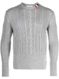 Thom Browne RWB-stripe cable-knit wool jumper - Grey