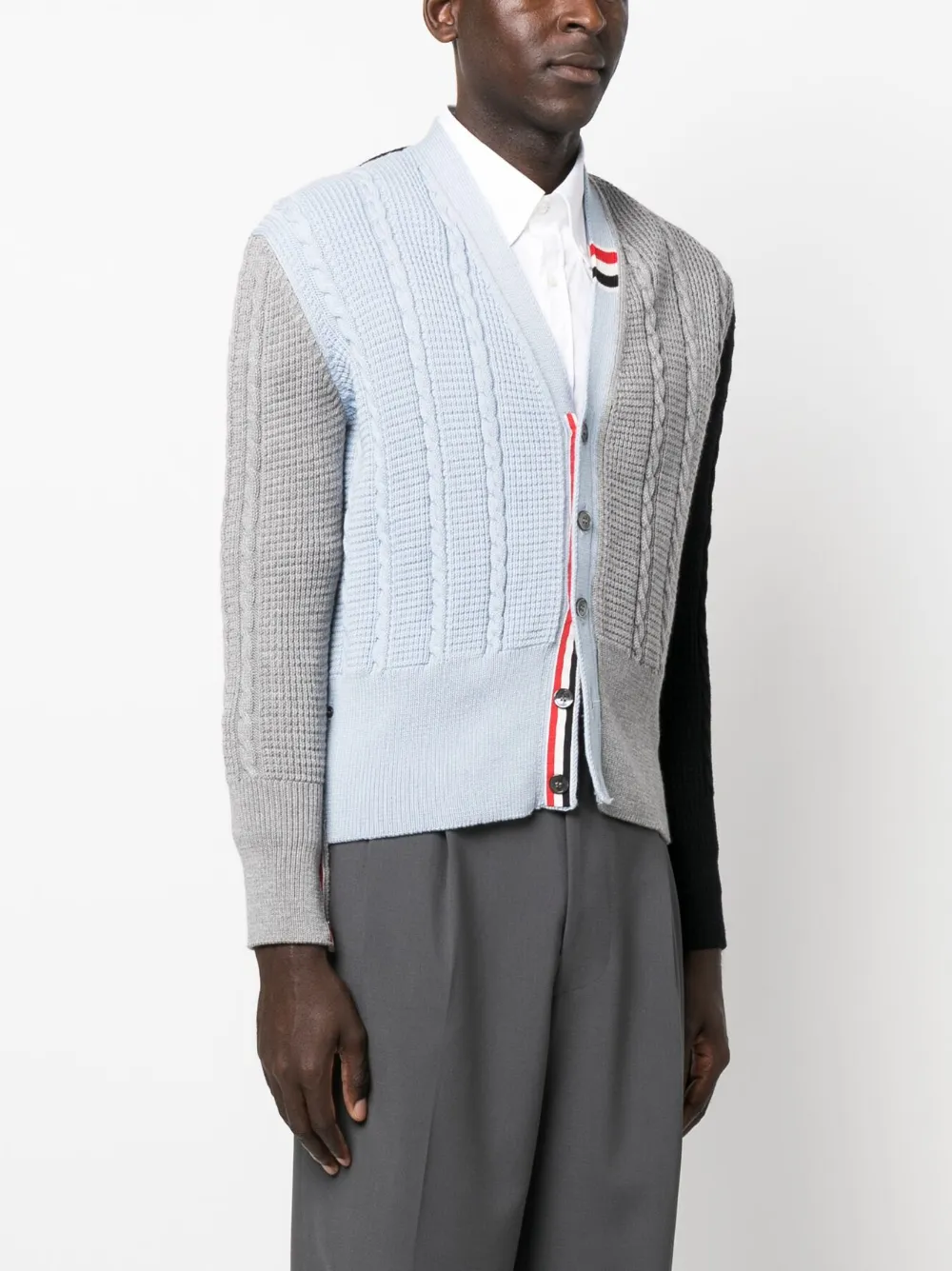 Shop Thom Browne Single-breasted Button-fastening Cardigan In Grey