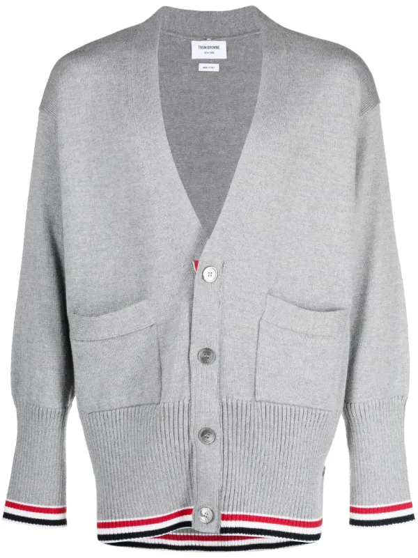Thom Browne Vネックカーディガン | グレー | FARFETCH JP