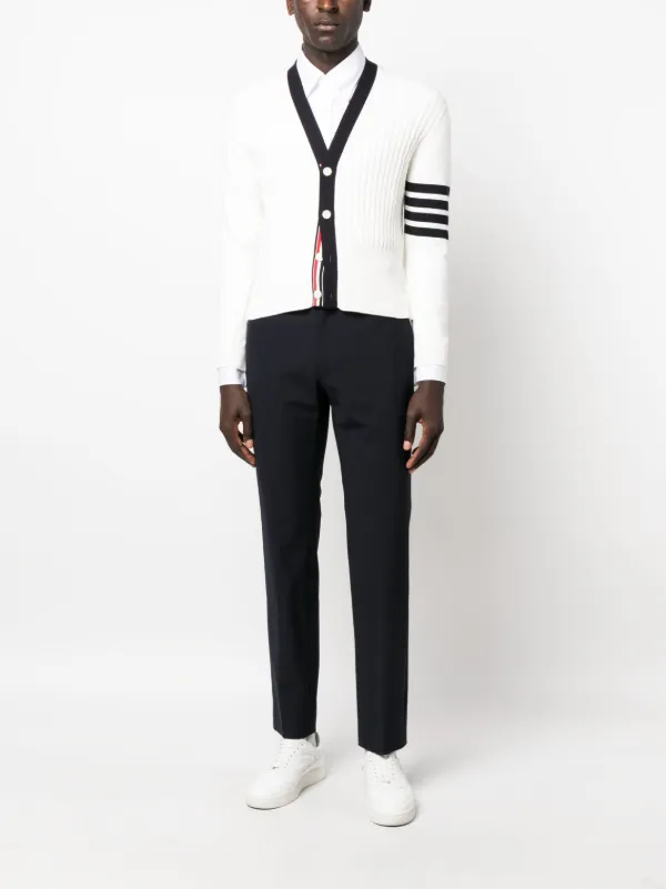 Thom Browne 4BAR ストライプ カーディガン | ホワイト