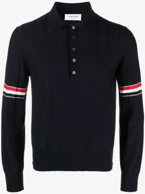Thom Browne RWB-stripe knitted polo shirt