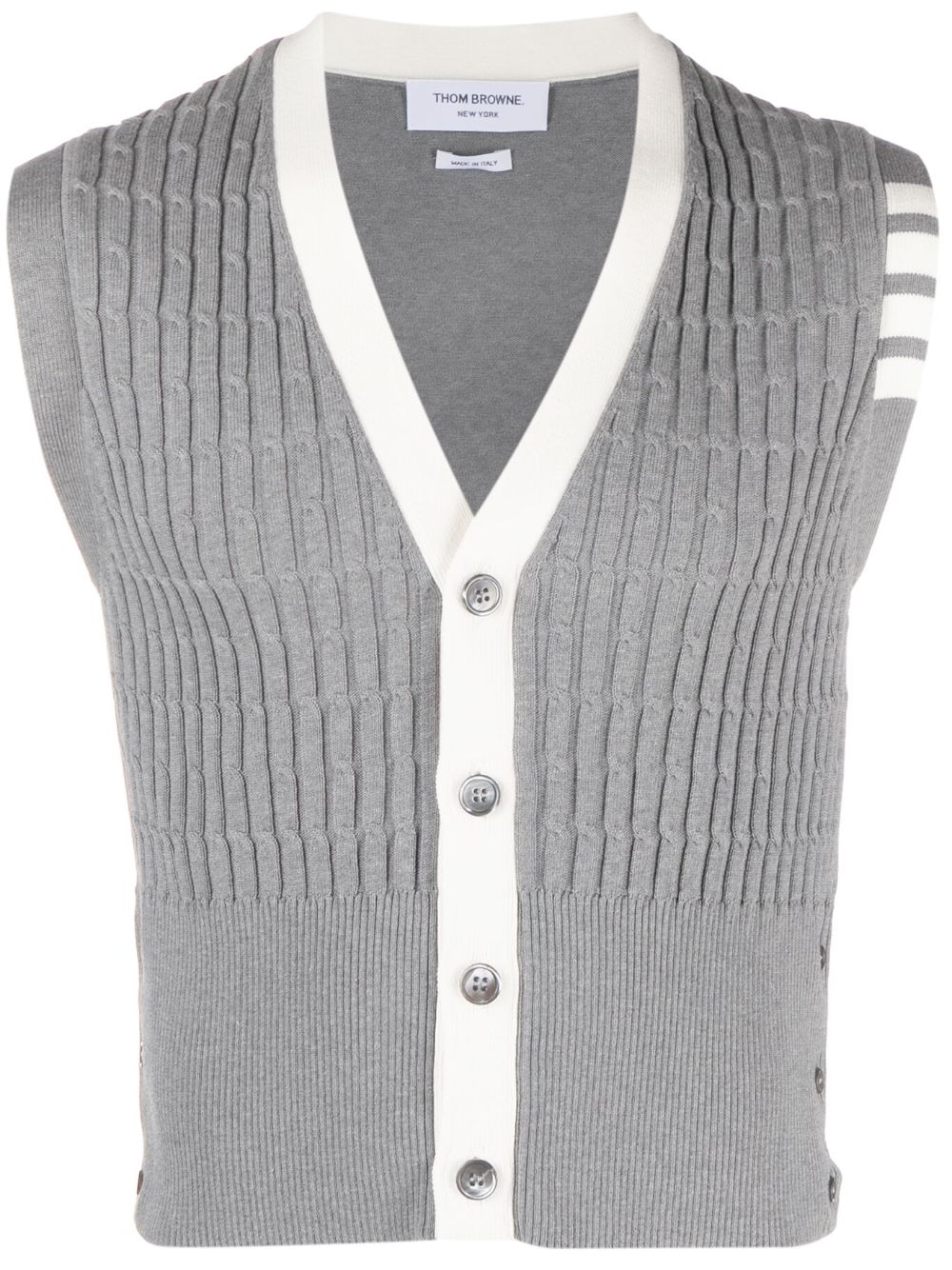 Thom Browne V-neck Knitted Waistcoat In Grey