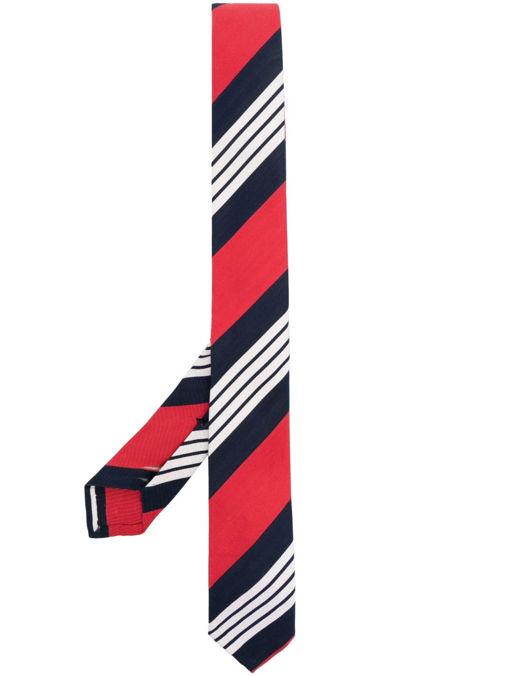 Shop Thom Browne 4-bar Stripe Silk-cotton Tie In Red