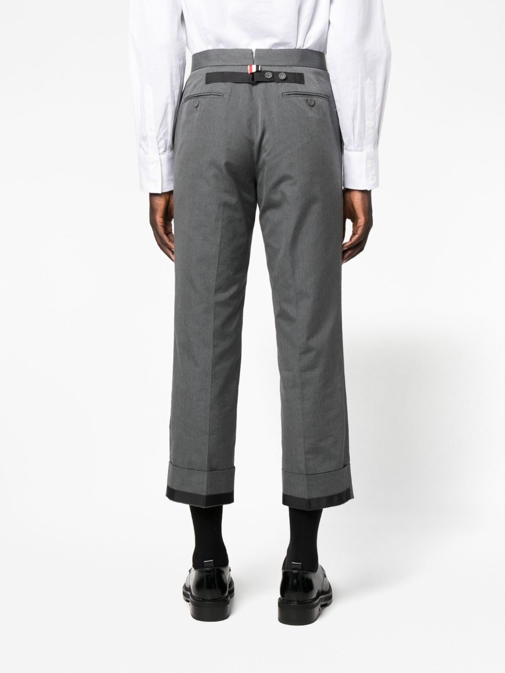 Shop Thom Browne Cropped Straight-leg Trousers In Grey