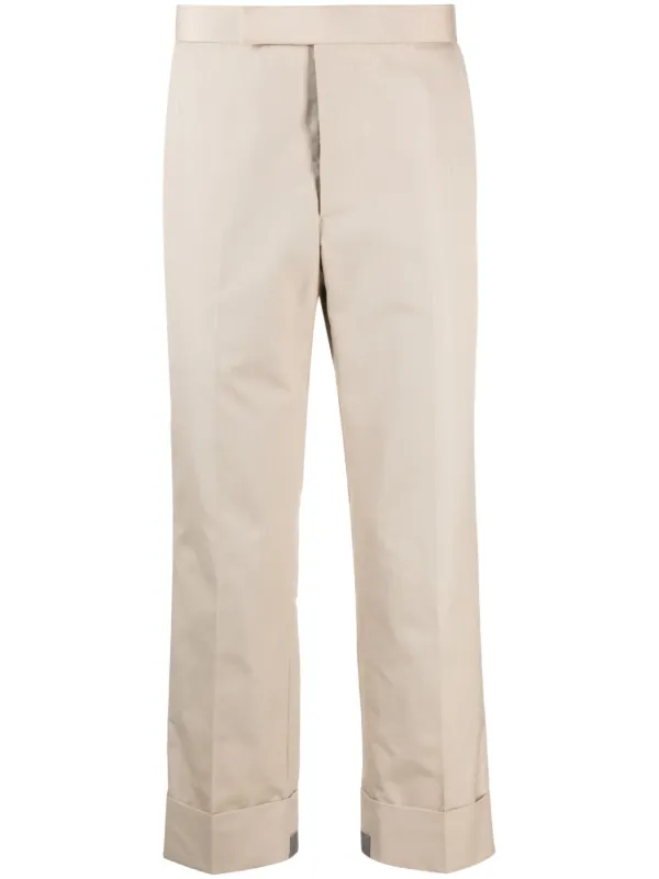 Thom Browne Tailored Cropped Twill Trousers in Neutrals