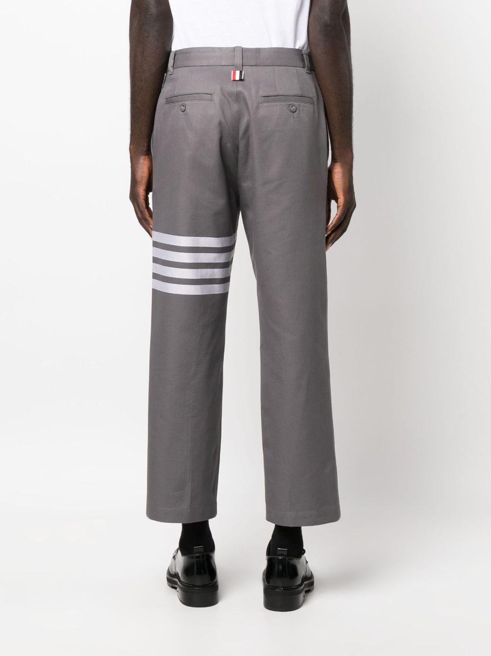 Shop Thom Browne 4-bar Straight-leg Cotton Trousers In Grey