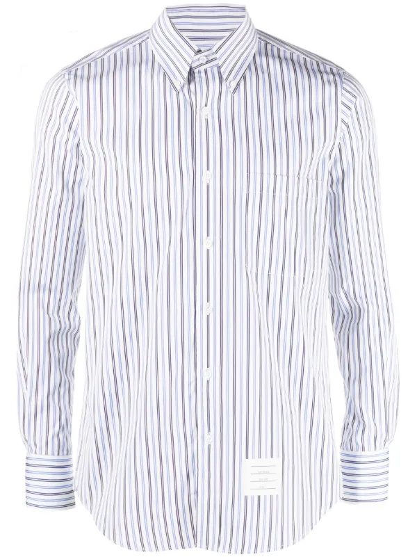 THOM BROWNE. ホワイト ストライプ 長袖シャツ サイズ4 美品）THOM BROWNE 長袖シャツ ホワイト ストライプ