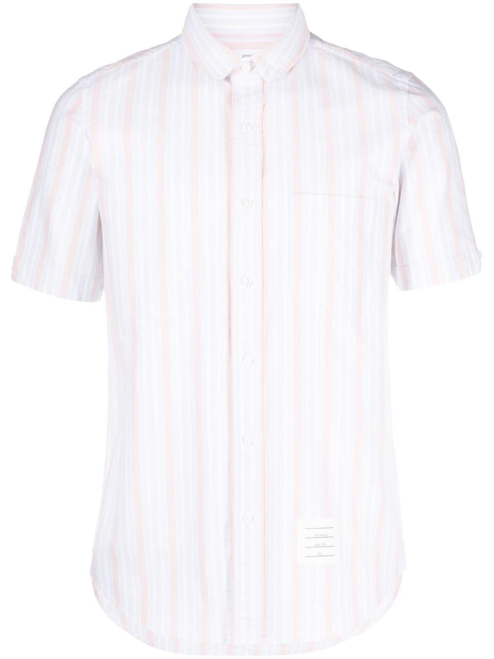 Thom Browne Striped Short-sleeve Shirt In Orange