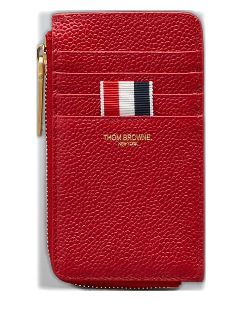 Thom Browne Pebble Grain Zip Cardholder In Red