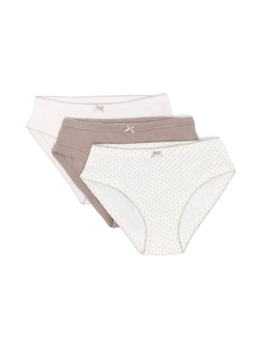 Bonpoint Drie onderbroeken met strik-detail Roze