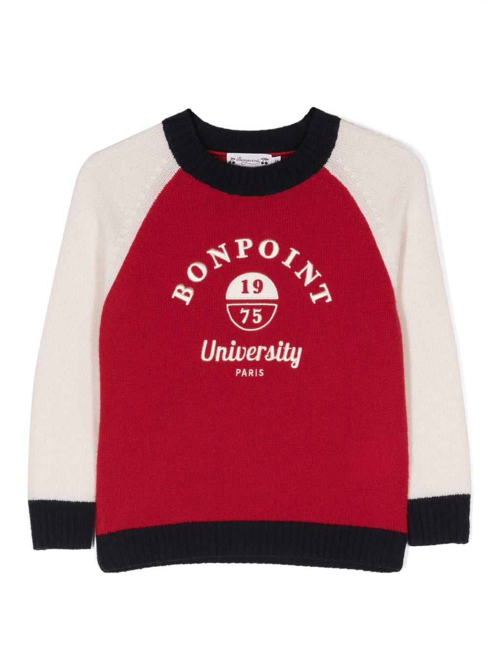 Image 1 of Bonpoint logo-embroidered wool sweatshirt