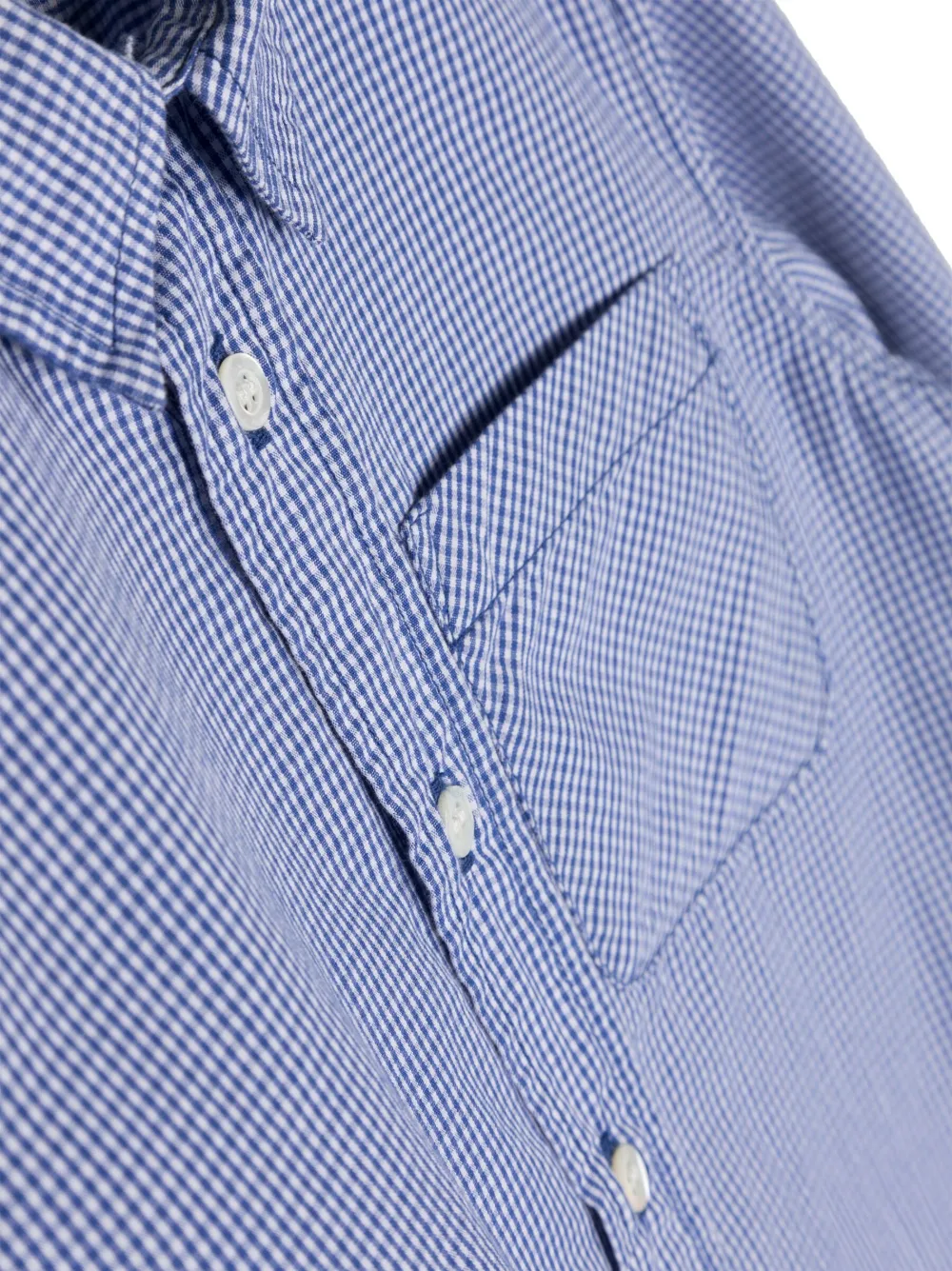 Shop Bonpoint Check-print Long-sleeve Shirt In Blue