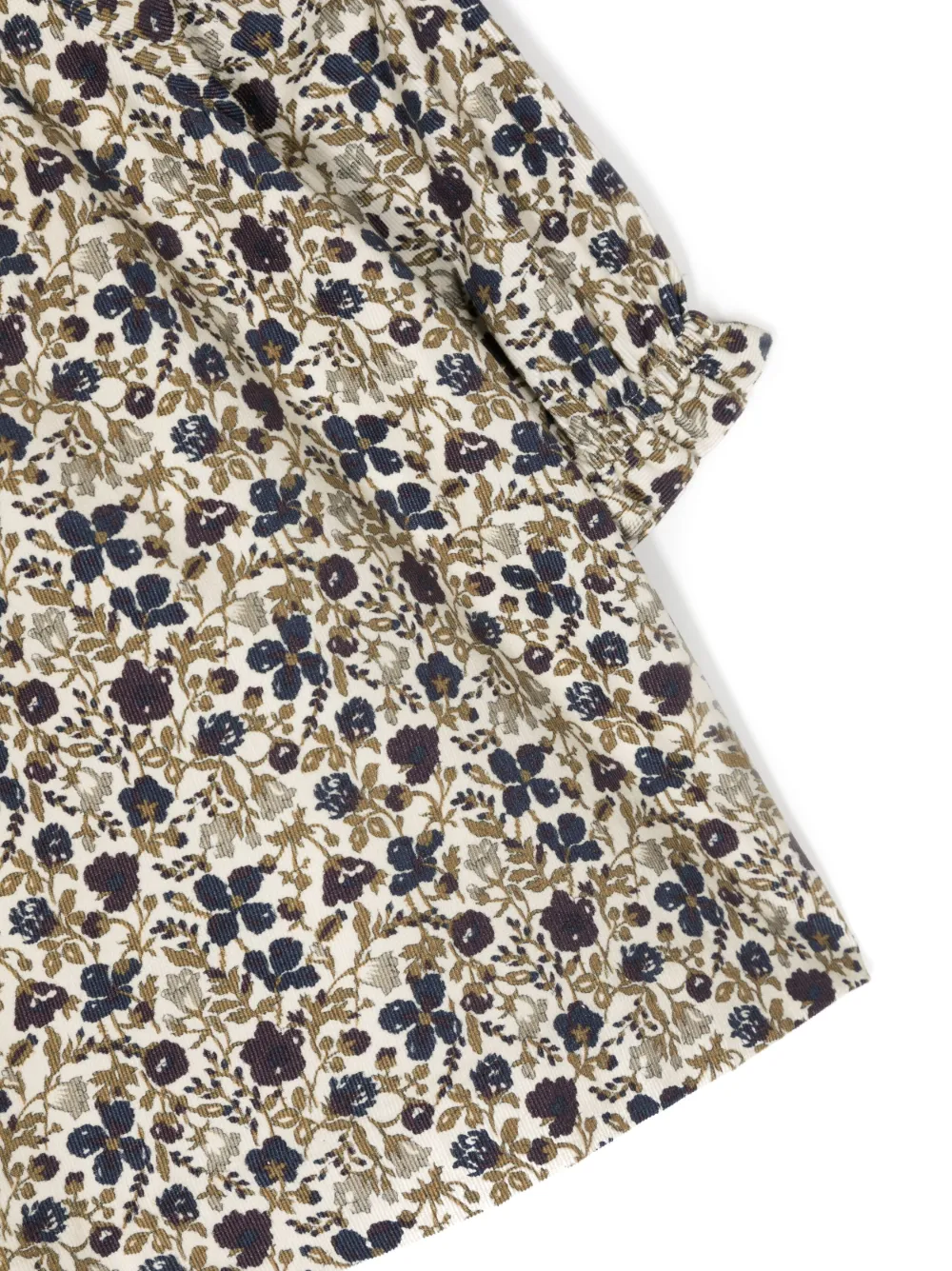 Bonpoint Floral-print Corduroy Ruffled Dress In Neutrals