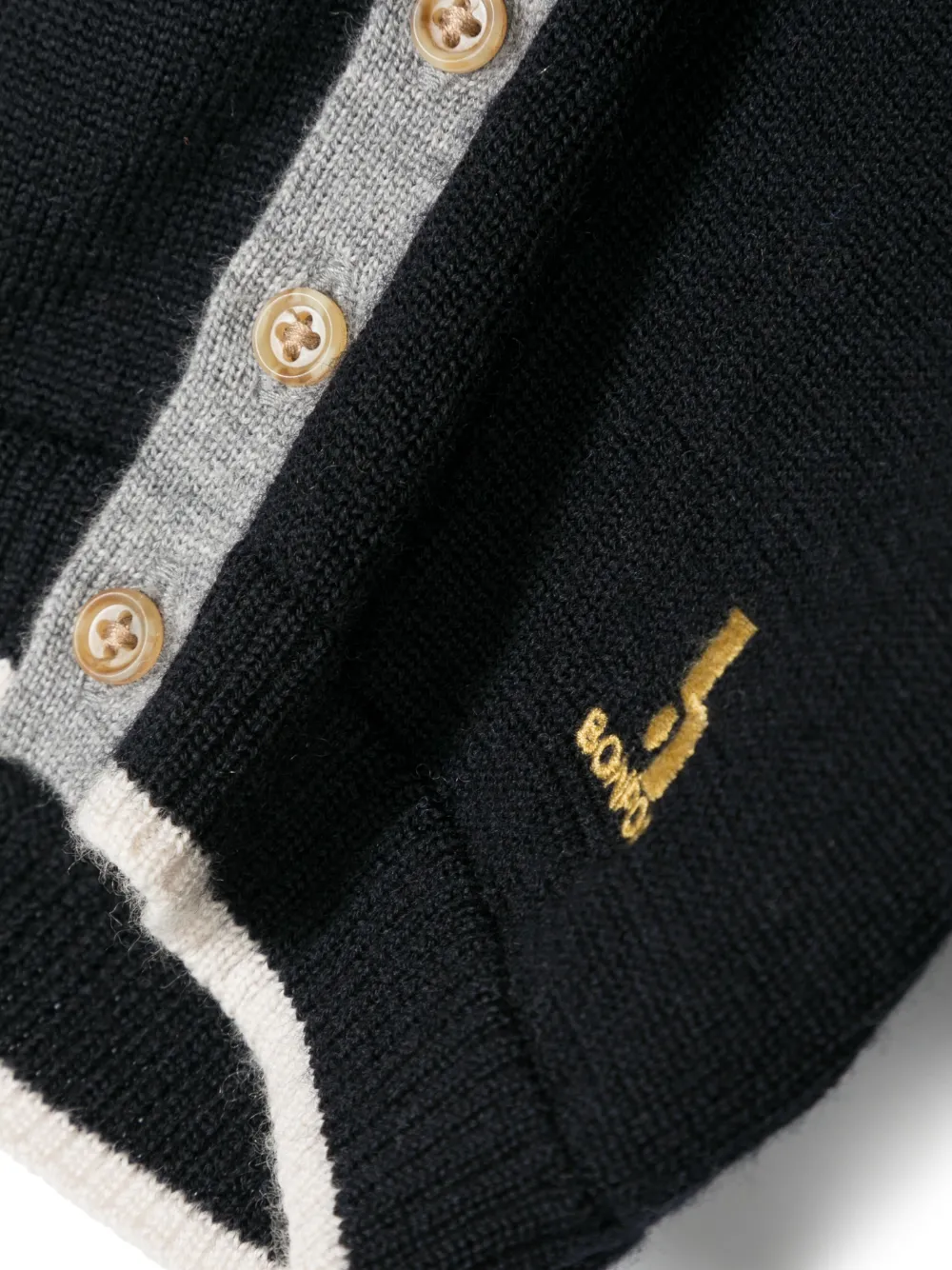 Logo-Embroidered Wool Cardigan